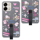 For Oppo A6 Pro Back Cover Case (3D Cute Heart Strap Holder | Camera Protection | Designer Girls Print)