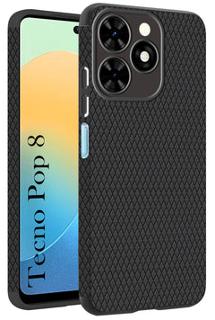 For Tecno Pop 8 Back Cover Case (Liquid Silicone | Side Grip | Camera Protection)
