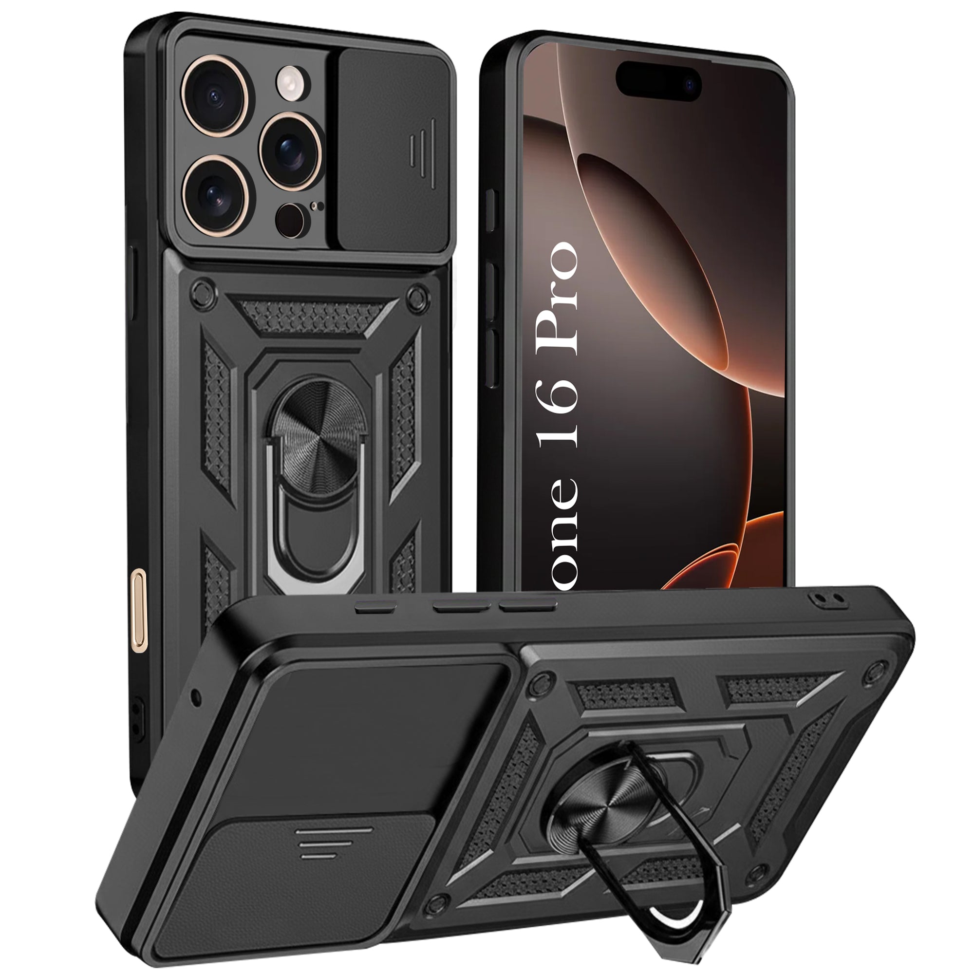 For Apple iPhone 16 Pro Back Cover Case (Hybrid Dual Armor Polycarbonate)