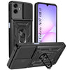 For Samsung Galaxy A07 4G Back Cover Case Hybrid Armor (Sliding Shutter Camera Protection | Polycarbonate |Ring Holder Kickstand)