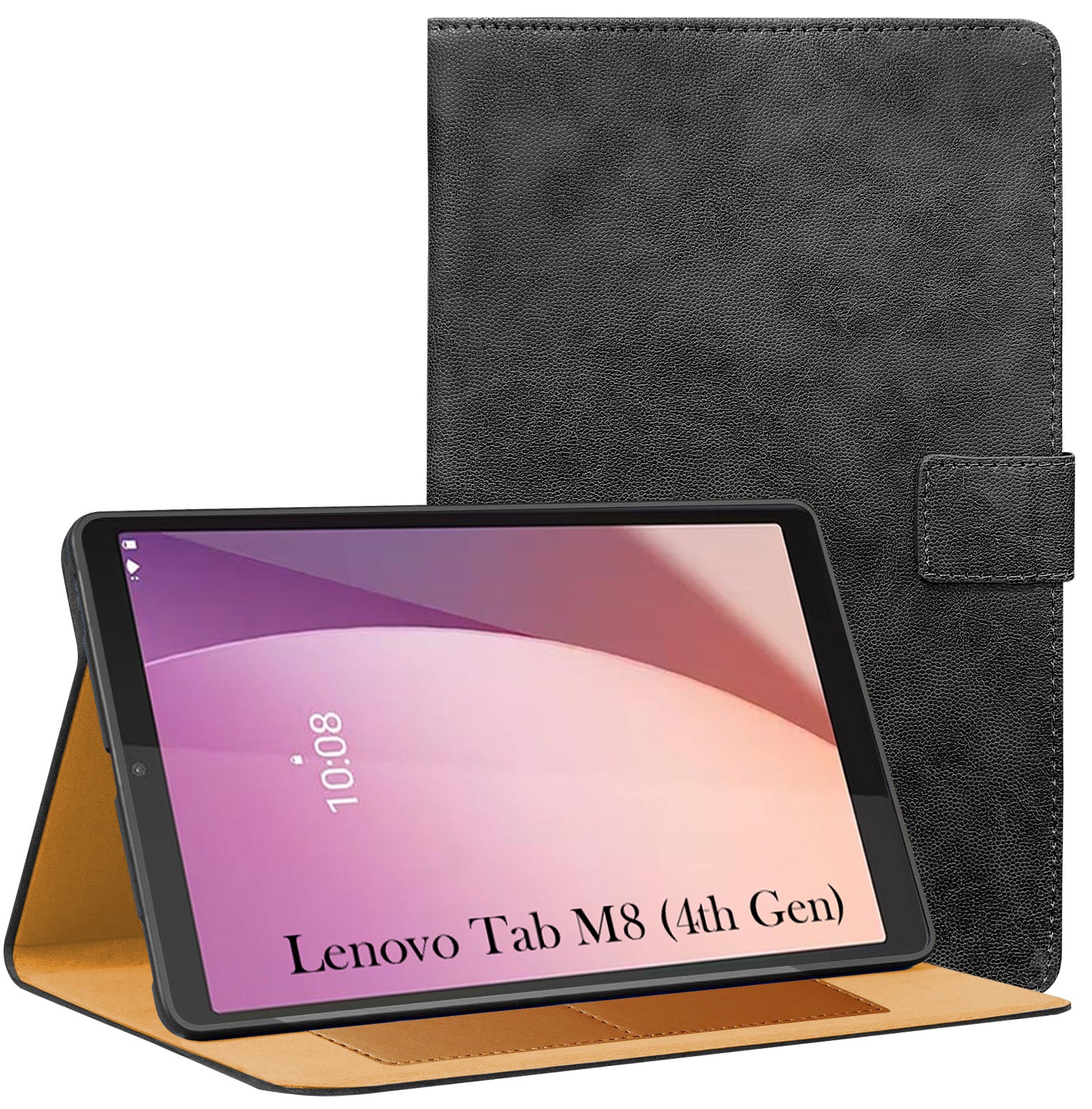 For Lenovo Tab M8 4 GEN 2024 8 Inch Flip Cover Folio Cover (PU Matte Leather | Multi-Angle Smart Stand | Card Storage Slots | Silicone Back Pouch)