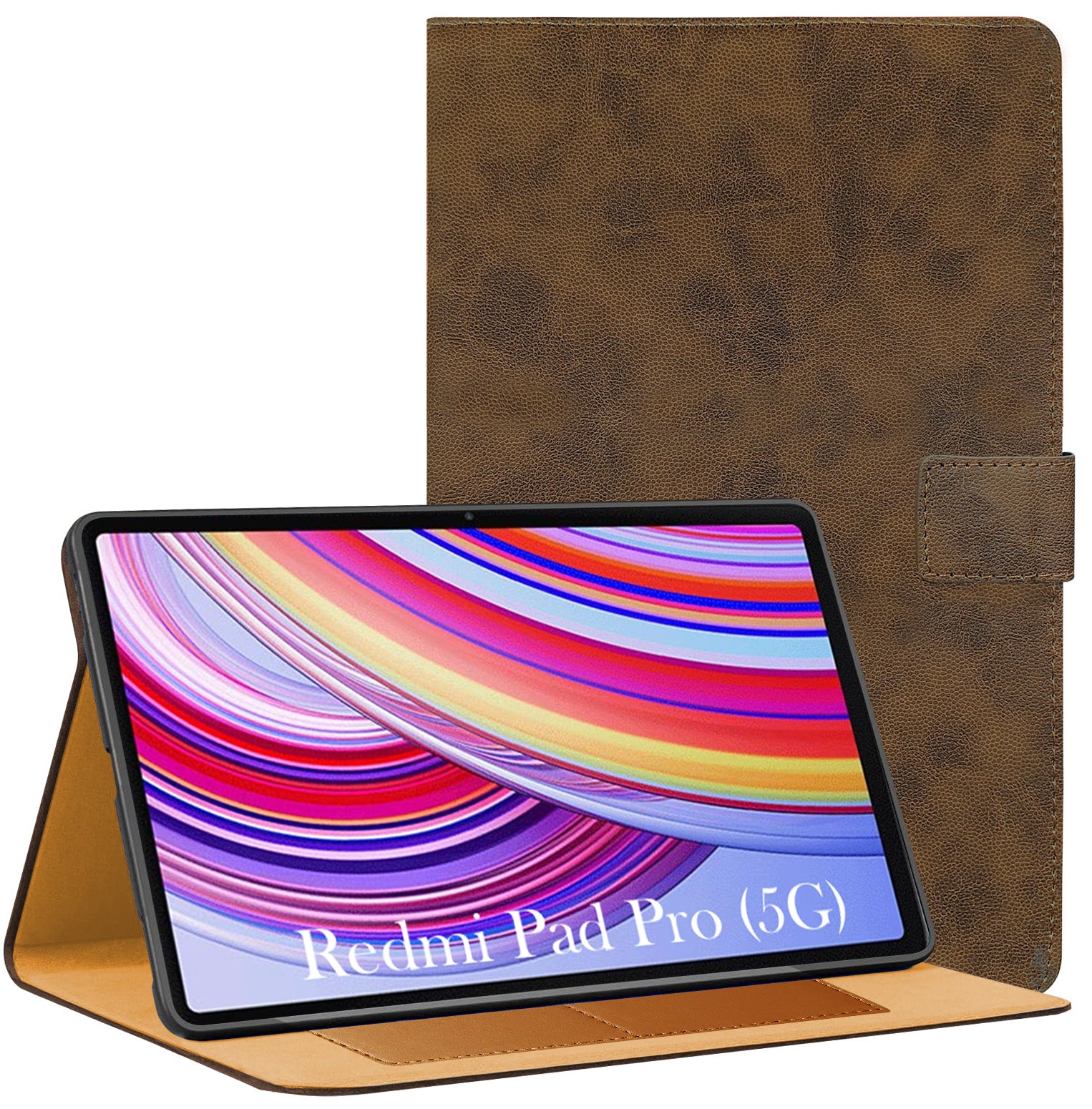 For Redmi Pad Pro 5G 12.1 Inch 24074RPD2G/D2I/D2C Flip Cover Folio Cover (PU Leather | Multi-Angle Smart Stand | Card Storage Slots | Silicone Back Pouch)