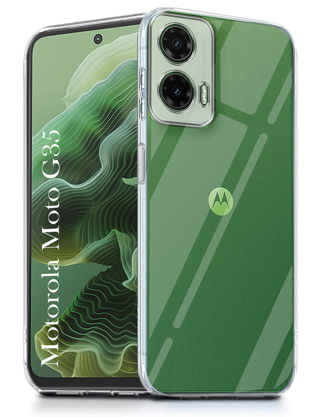 For Motorola Moto G35 5G Back Cover (Silicone Clear Shockproof Case with Camera Protection and Dust Plugs | Transparent)