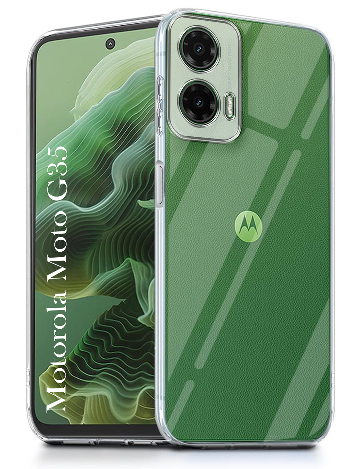 For Motorola Moto G35 5G Back Cover (Silicone Clear Shockproof Case with Camera Protection and Dust Plugs | Transparent)
