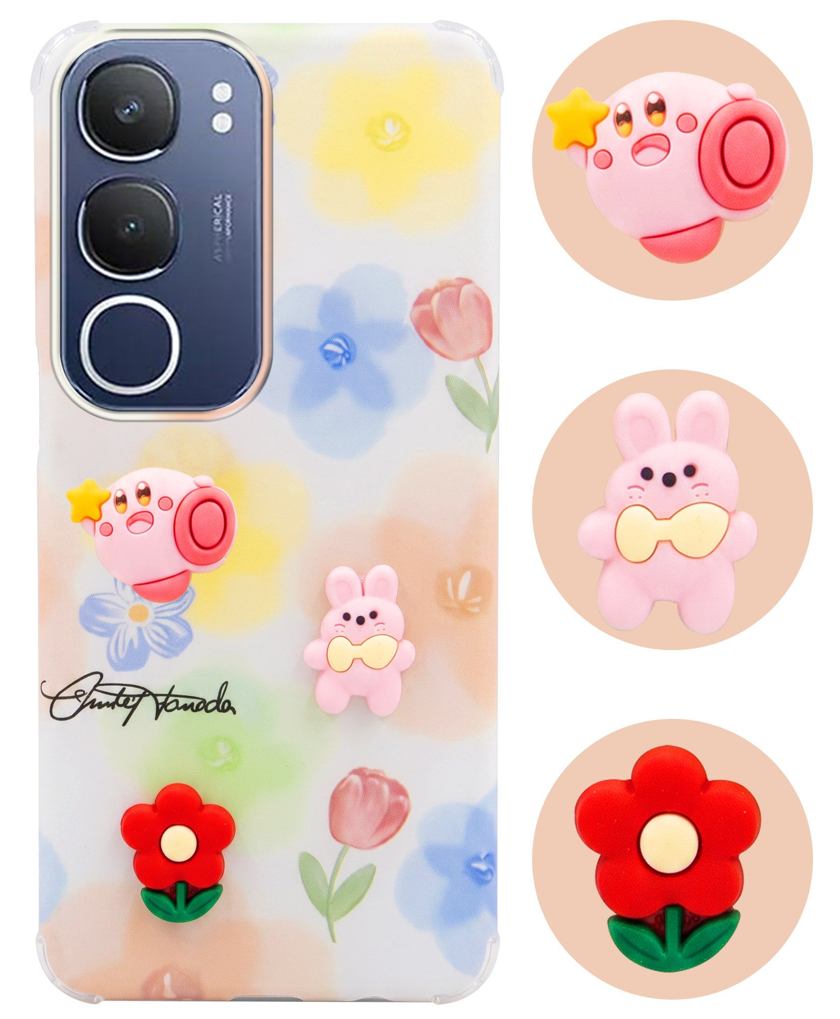 For Vivo Y29 Back Cover Case (3D Cute Cartoons | Hard Back Side Soft | Matte Premium Finish | HD Printing)