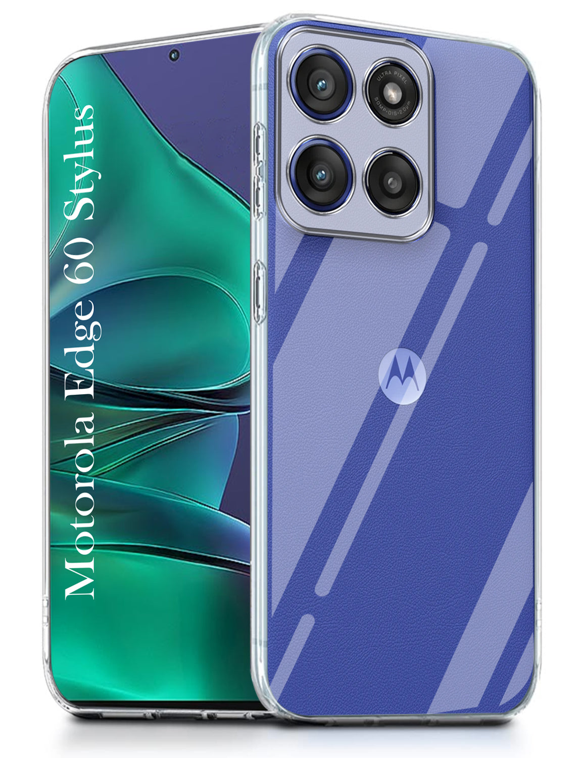 For Motorola Moto Edge 60 Stylus Back Cover ( Silicone Clear Shockproof Case with Camera Protection and Dust Plugs | Transparent)