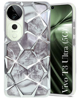 For Vivo T3 Ultra Back Cover Case ( Dual Design Glitter Sparkle and Detachable Diamond Print Case | Soft and Flexible)