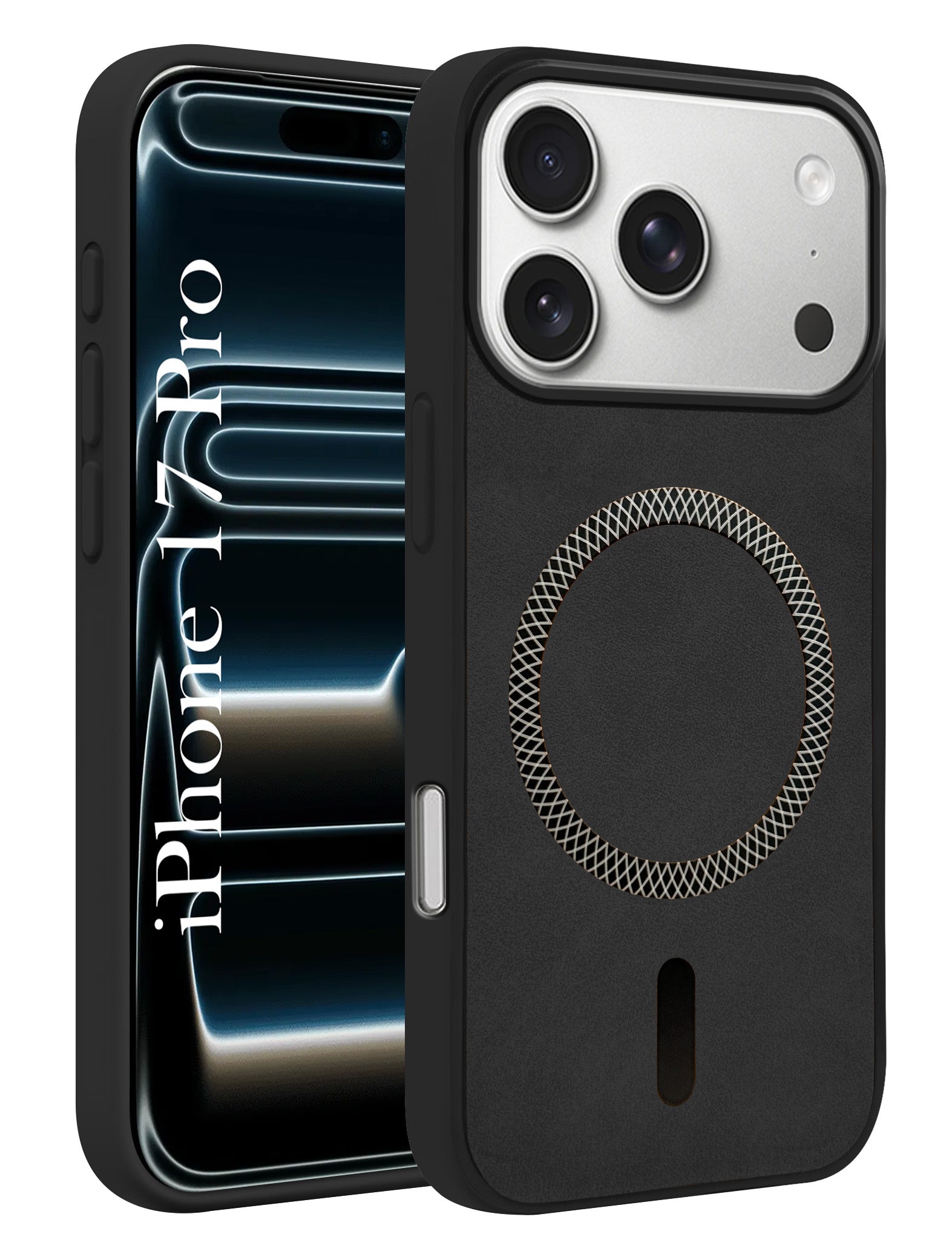 For Apple iPhone 17 Pro Back Cover Case Leather Finish (MagSafe Compatible Wireless Charging | Soft Touch | Camera Bump Protection)