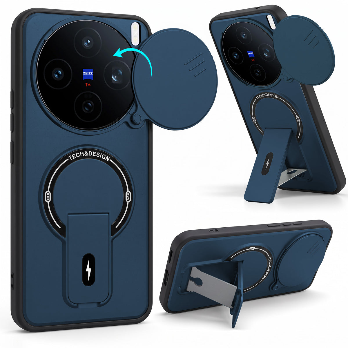 For Vivo X200T Back Case Cover Metallic (Hybrid Armor Kickstand | Sliding Shutter Camera Protection | MagSafe Compatible)