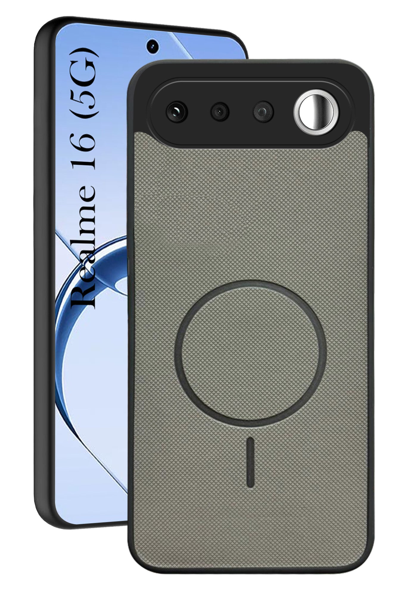 For Realme 16  Back Cover Case PU Leather (Texture Grip Design | Professional Minimalist | Camera Protection | Soft and Flexible)
