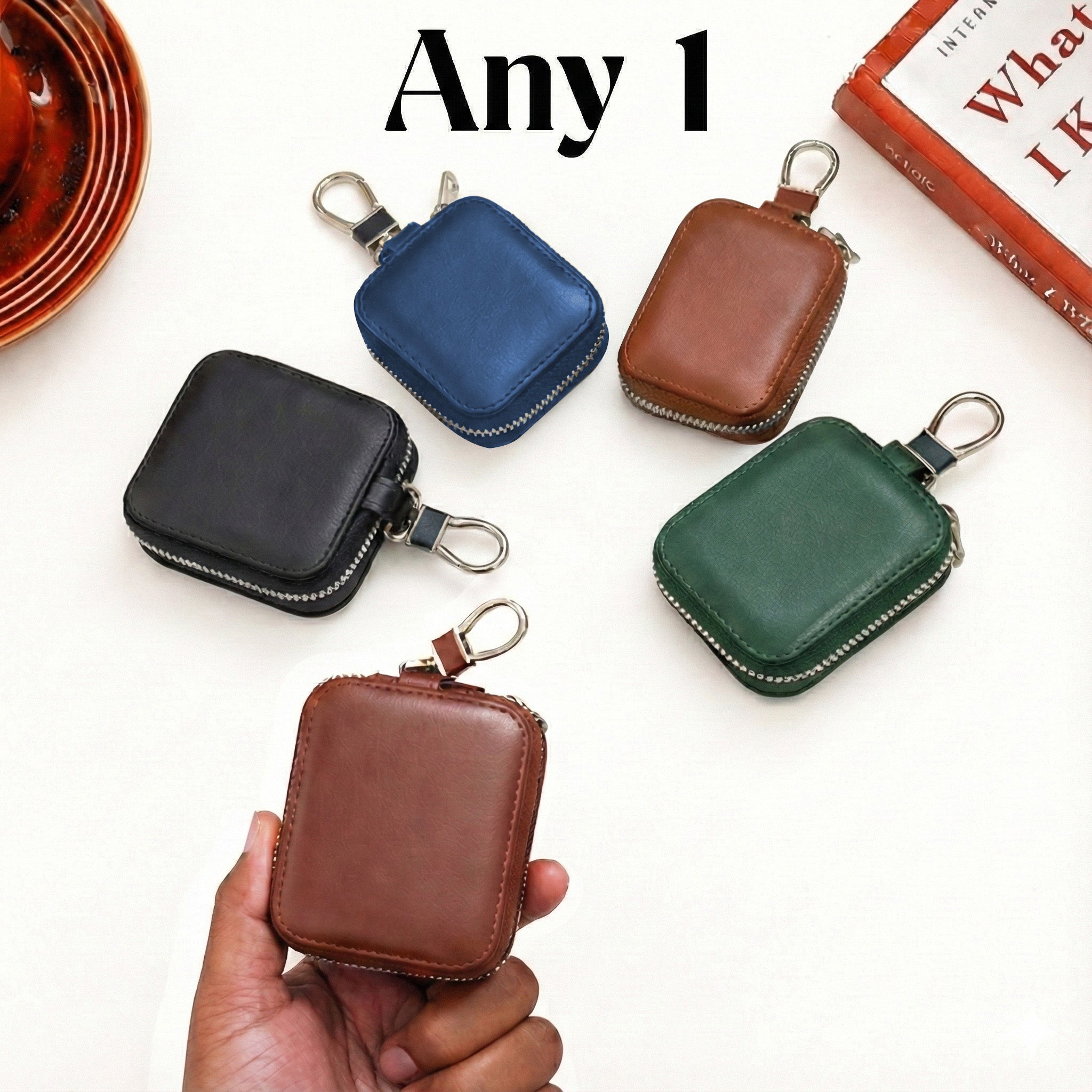 TWS Earphones Universal Leather Zip Pouch