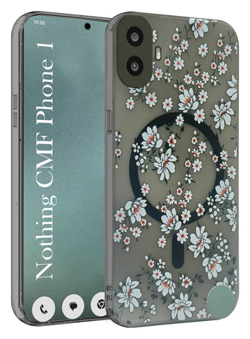 For Nothing CMF Phone 1 Back Cover Case (Cute Floral Design | Flower Print for Girls | MagSafe Compatible Wireless Charging)