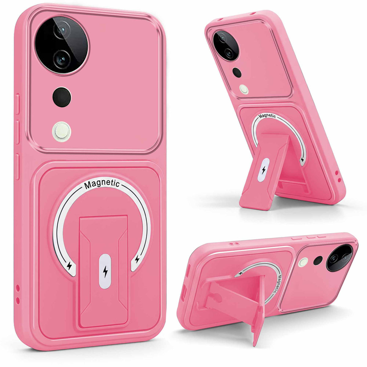 For Vivo T3 Ultra Back Case Cover Metallic (Hybrid Armor Kickstand | MagSafe Compatible | Camera Protection Shockproof)