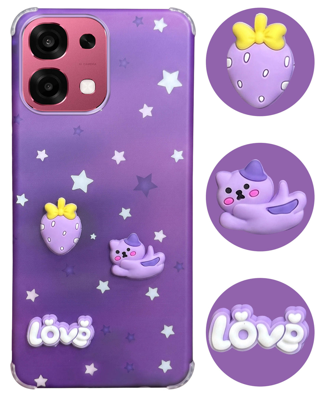 For Oppo F31 5G | Oppo F33 5G Back Cover Case (3D Cute Cartoons | Hard Back Side Soft | Matte Premium Finish | HD Printing)