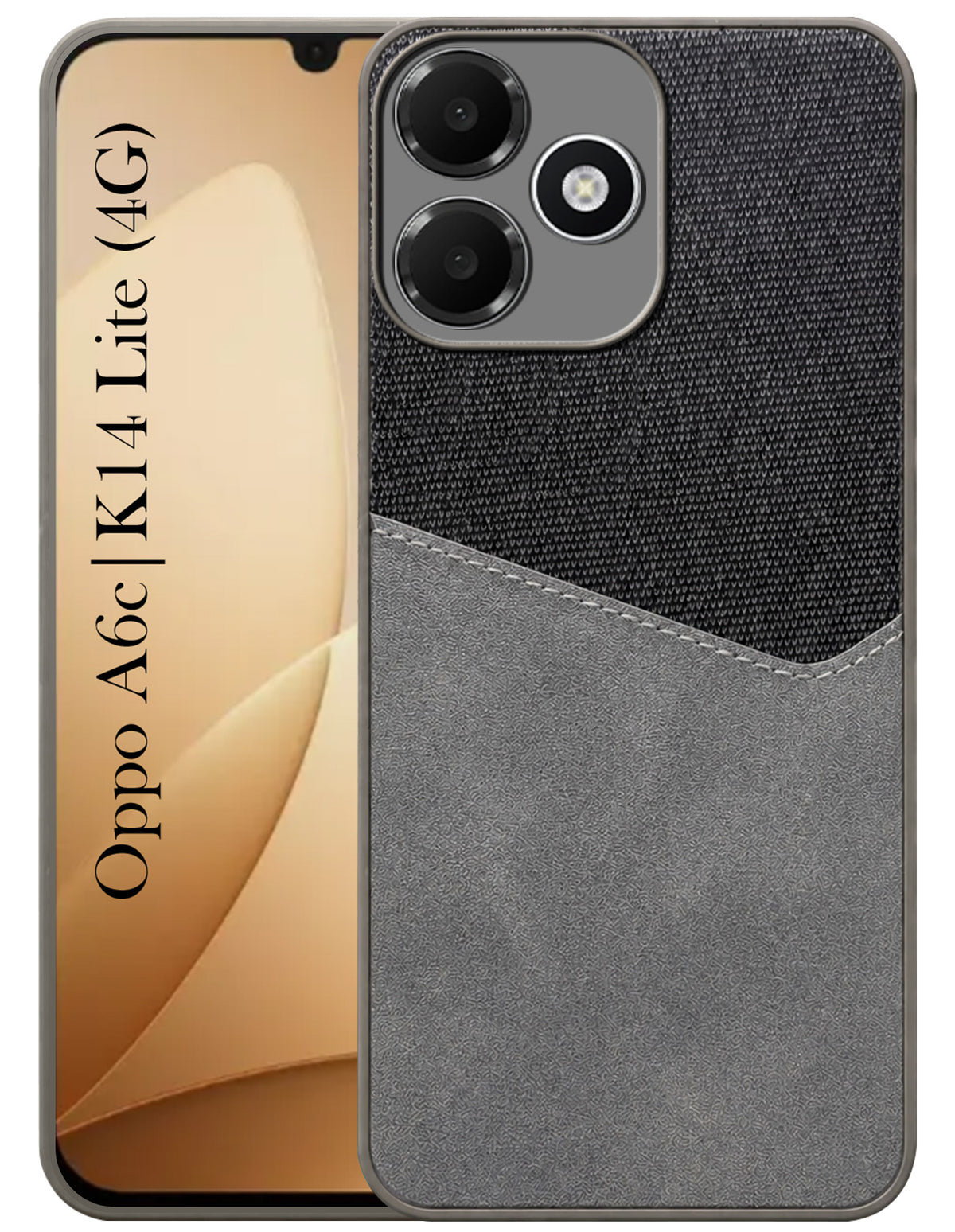 For Oppo A6c | Oppo K14 Lite Back Cover Case (Dual PU Leather Stitch | Professional Minimalist | Soft and Flexible)