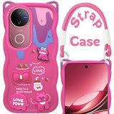 For Vivo V50 | Vivo V50e Back Case Cover Strap(3D embossed Figures | Strap Holder | 360* Soft Cushion with Camera Bump)