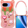 For Google Pixel 10a Back Case Cover Strap (3D Embossed Figures | Strap Holder | 360* Soft Cushion with Camera Bump)