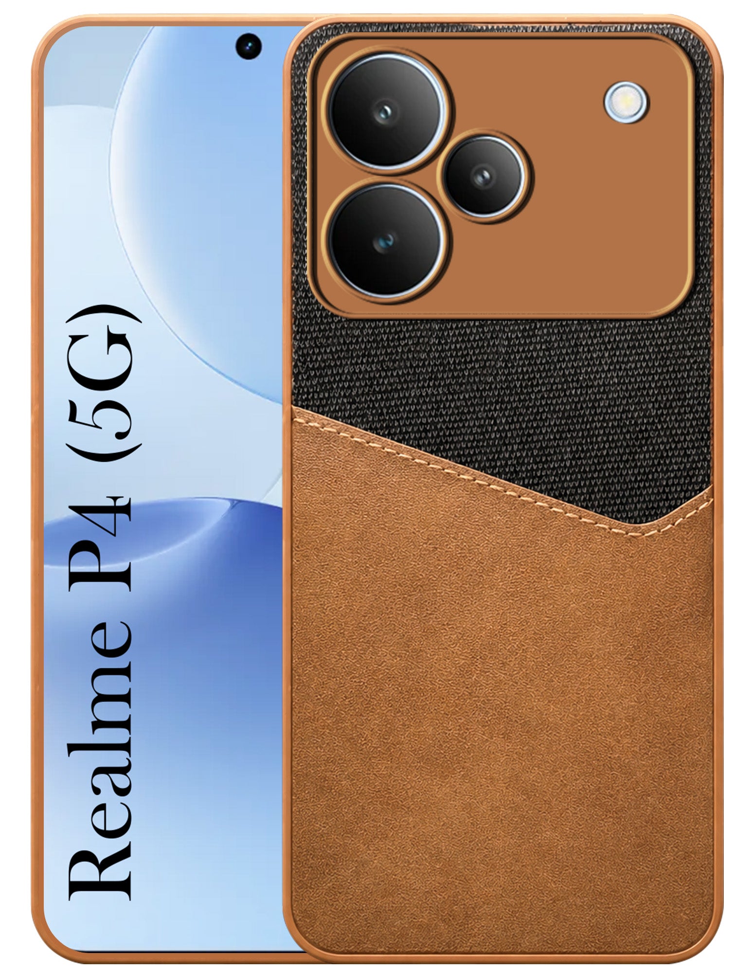 For Realme P4 Back Cover Case (Dual PU Leather Stitch | Professional Minimalist | Soft and Flexible)