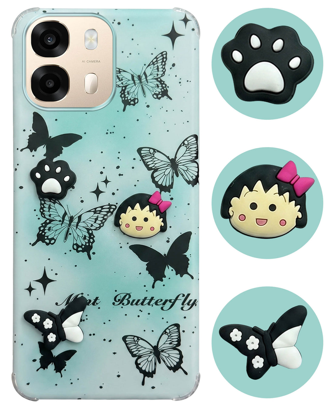 For Oppo A6 Pro Back Cover Case (3D Cute Cartoons | Hard Back Side Soft | Matte Premium Finish | HD Printing)