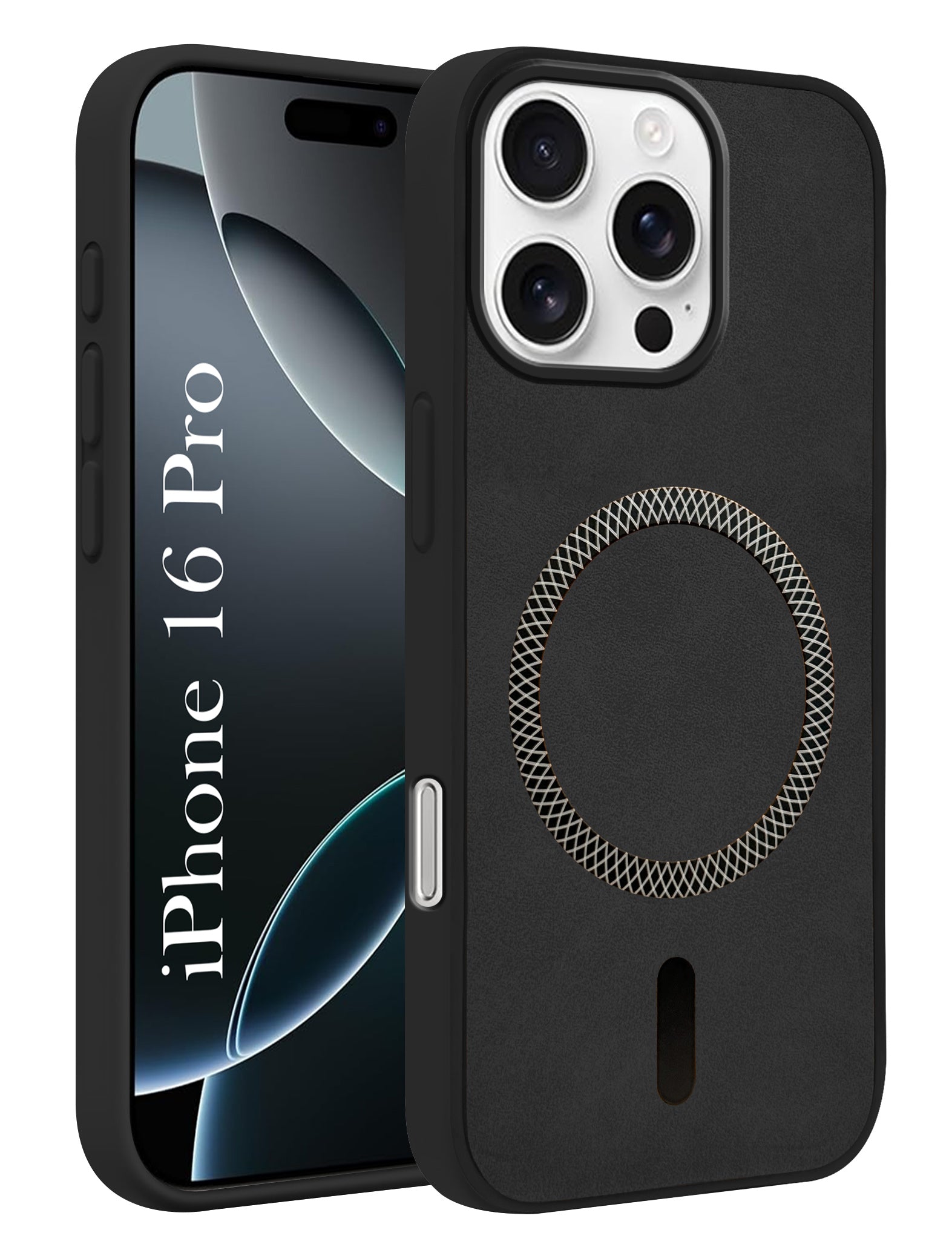 For Apple iPhone 16 Pro Back Cover Case (Sleek Leather Finish | MagSafe Compatible Wireless Charging | Camera Bump Protection)