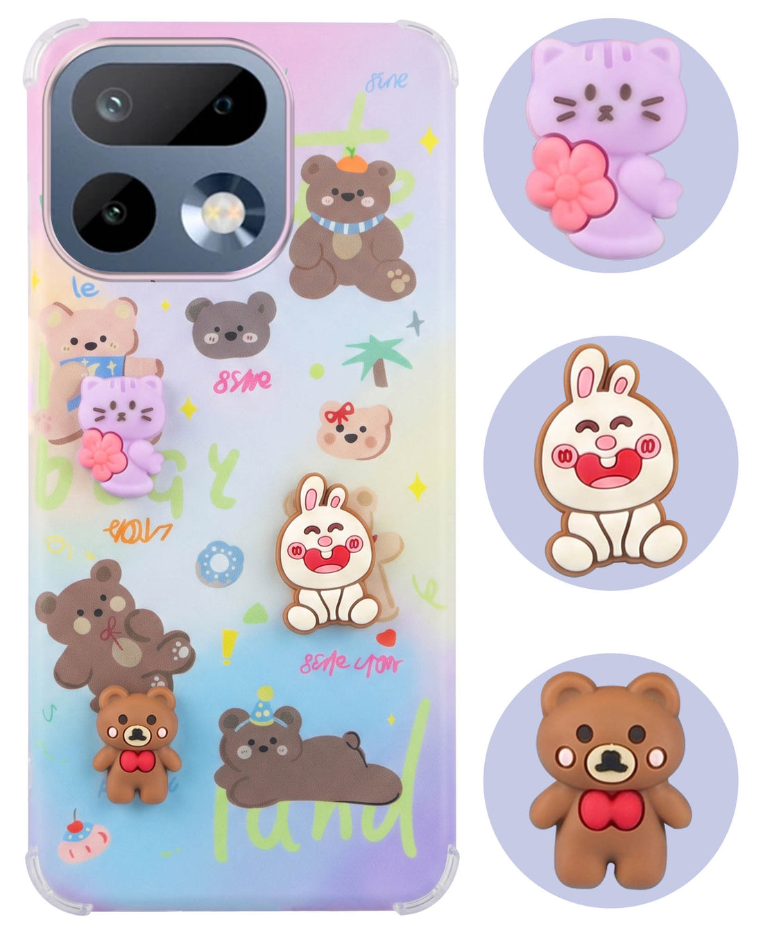 For Realme 16 Pro Back Cover Case (3D Cute Cartoons | Hard Back Side Soft | Matte Premium Finish | HD Printing)