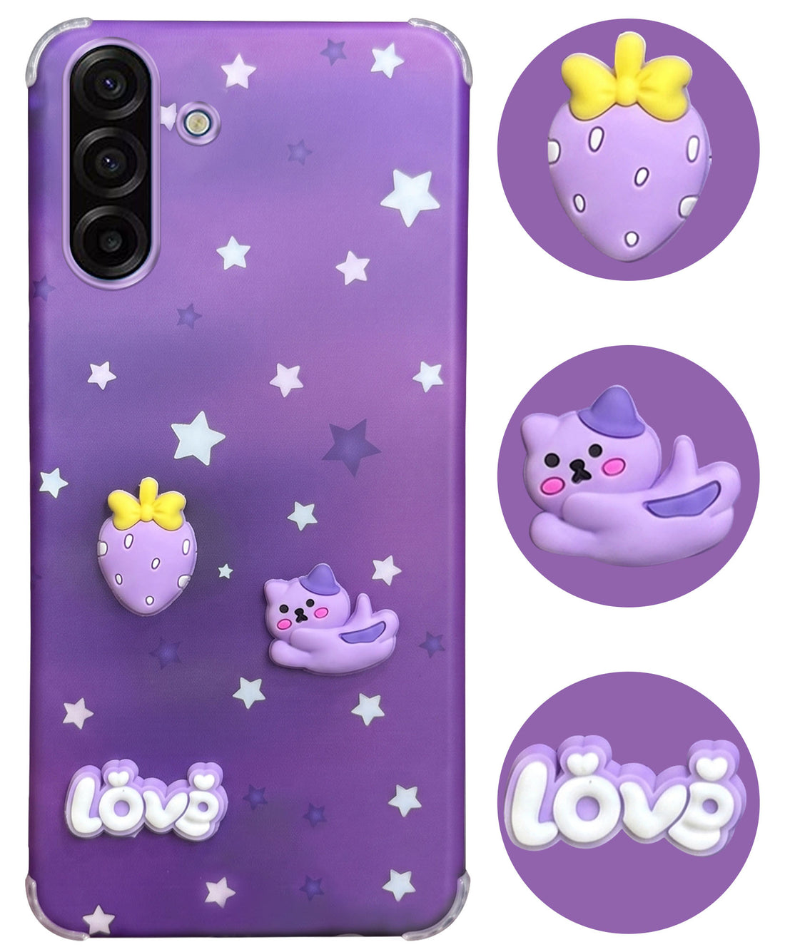 For Samsung Galaxy A17 | Samsung F17 | Samsung M17 5G Back Cover Case (3D Cute Cartoons | Hard Back Side Soft | Matte Premium Finish | HD Printing)