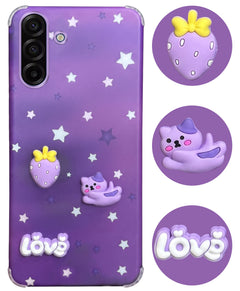For Samsung Galaxy A17 | Samsung F17 | Samsung M17 5G Back Cover Case (3D Cute Cartoons | Hard Back Side Soft | Matte Premium Finish | HD Printing)
