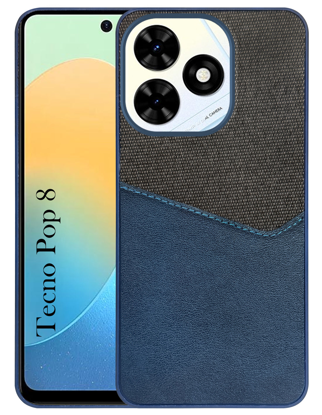 For Tecno Pop 8 Back Cover Case (Dual PU Leather Stitch | Professional Minimalist | Soft and Flexible)