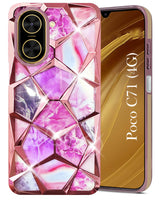 For Poco C71 Back Cover Case (Dual Design Glitter Sparkle and Detachable Diamond Print Case | Soft and Flexible)