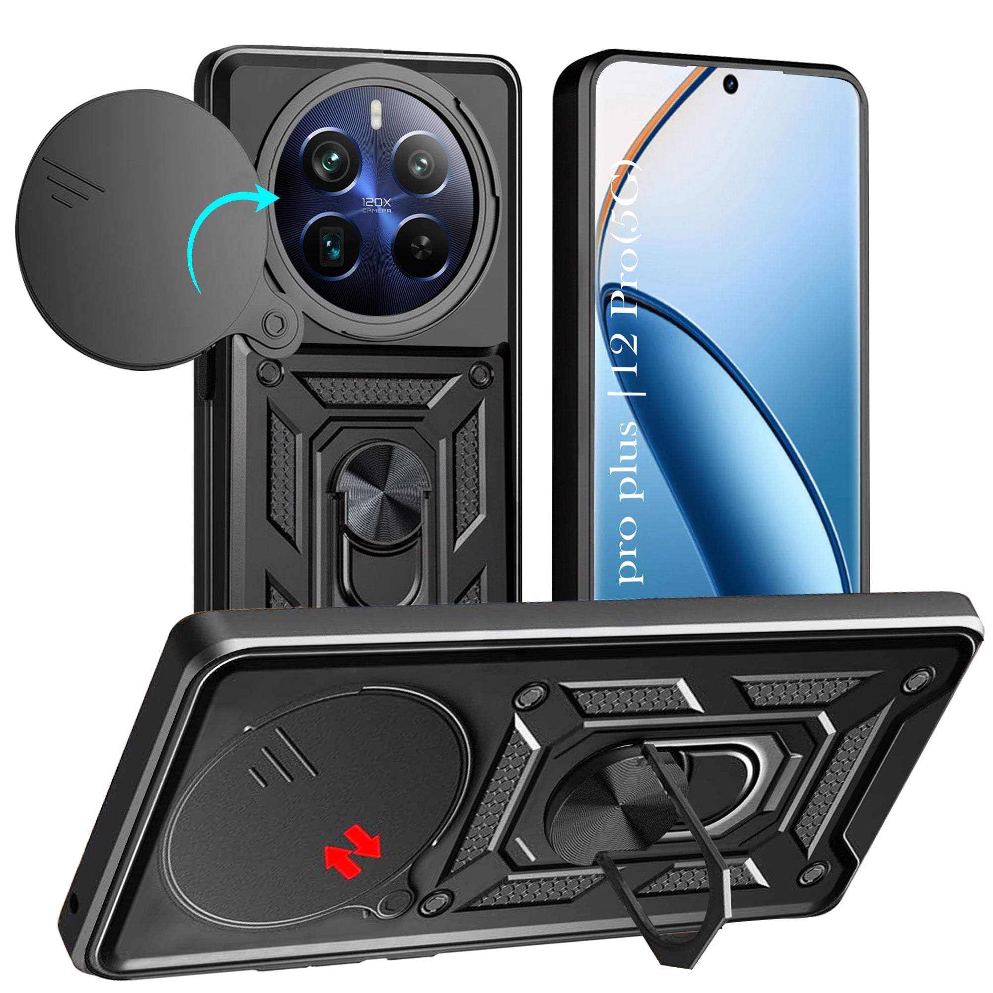 For Realme 12 Pro Plus | Realme 12 Pro Back Cover Case (Hybrid Dual Armor Polycarbonate)