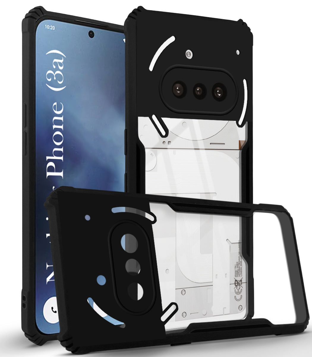 For Nothing Phone 3A 5G Back Cover Case (Shockproof with Polycarbonate Clear Panel | Professional Black)