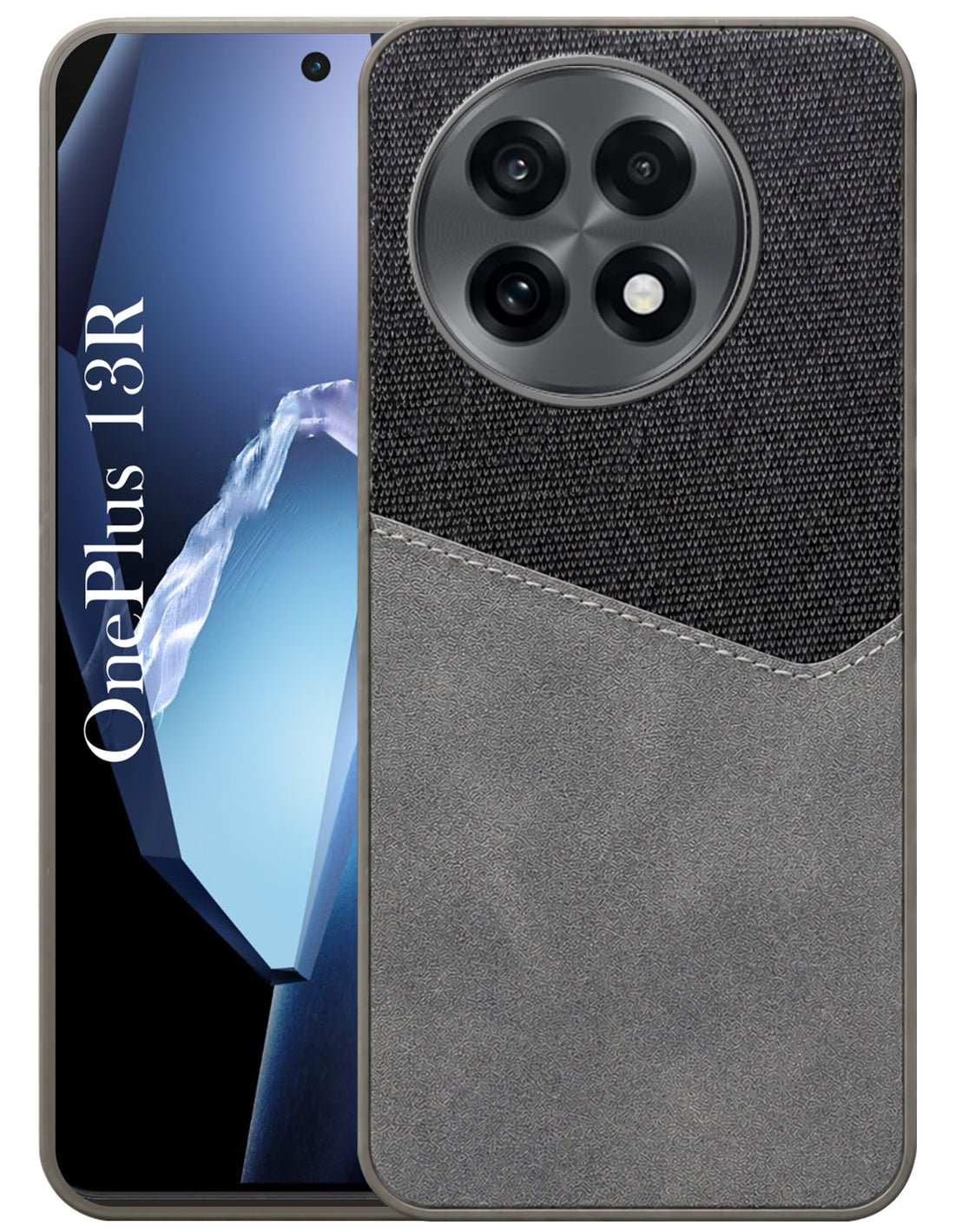 For OnePlus 13R Back Cover Case (Dual PU Leather Stitch | Professional Minimalist | Soft and Flexible)