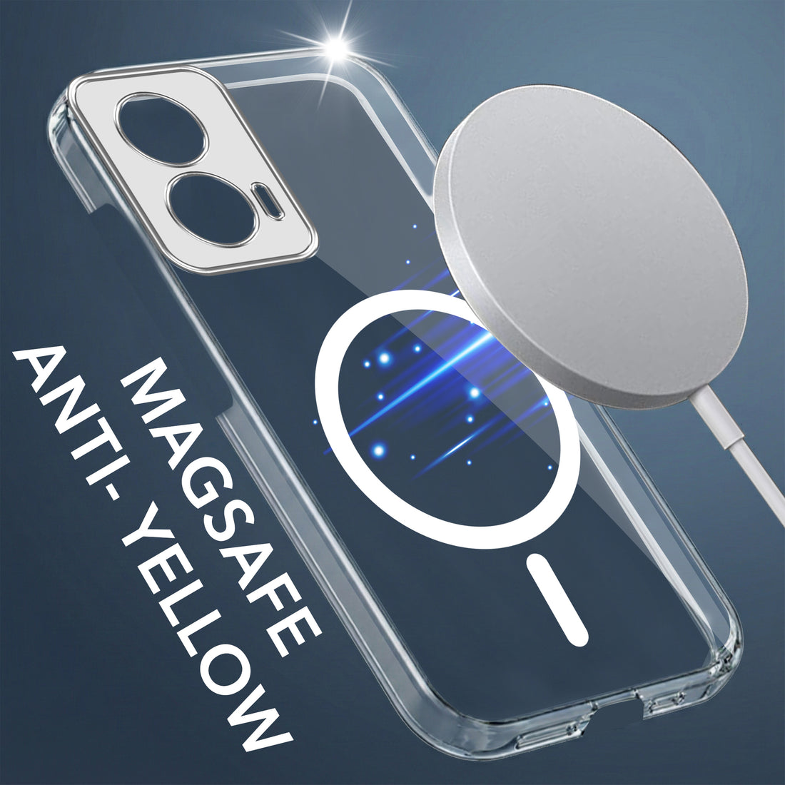 For Motorola Moto Edge 50 Fusion Back Cover Case Lifetime Anti-Yellow MagSafe Compatible Clear (Sleek Hard Crystal | Shockproof and Camera Protection)