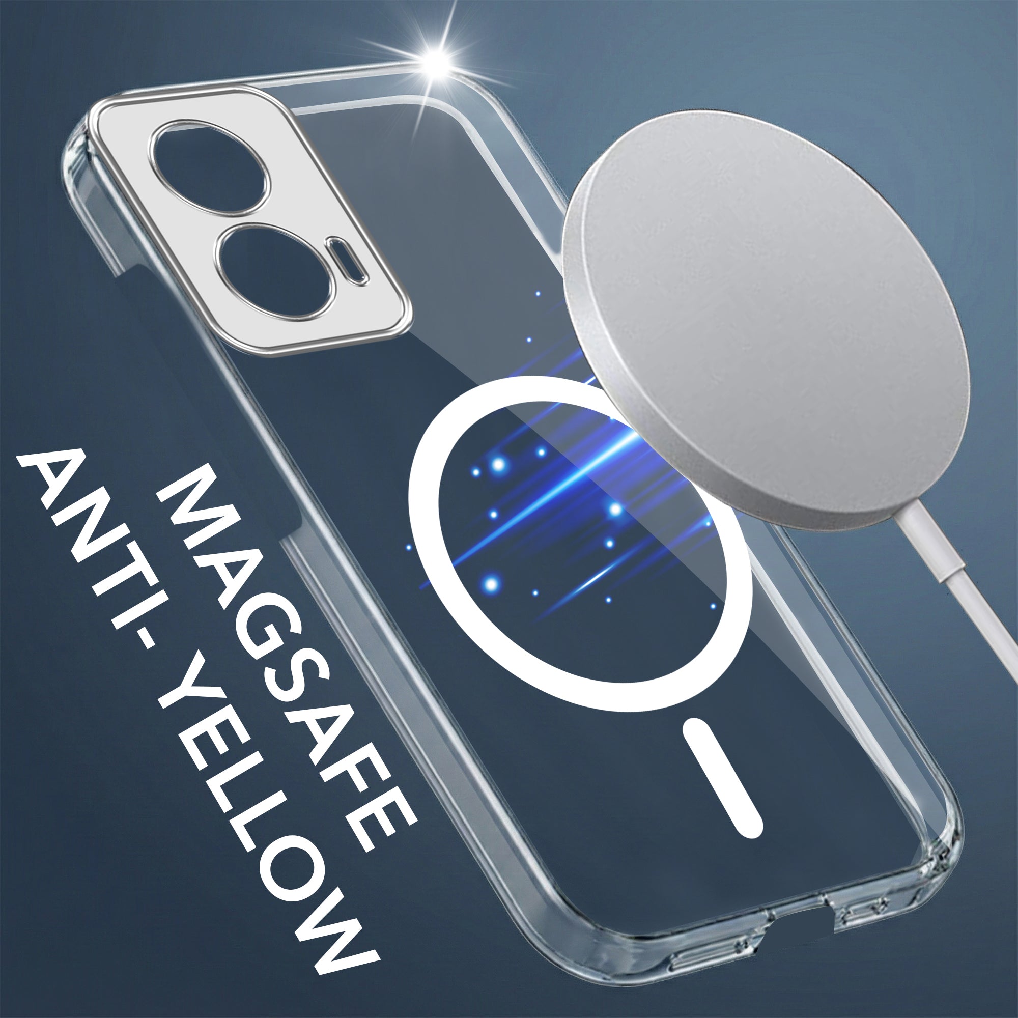 For Motorola Moto Edge 50 Fusion Back Cover Case Lifetime Anti-Yellow MagSafe Compatible Clear (Sleek Hard Crystal | Shockproof and Camera Protection)