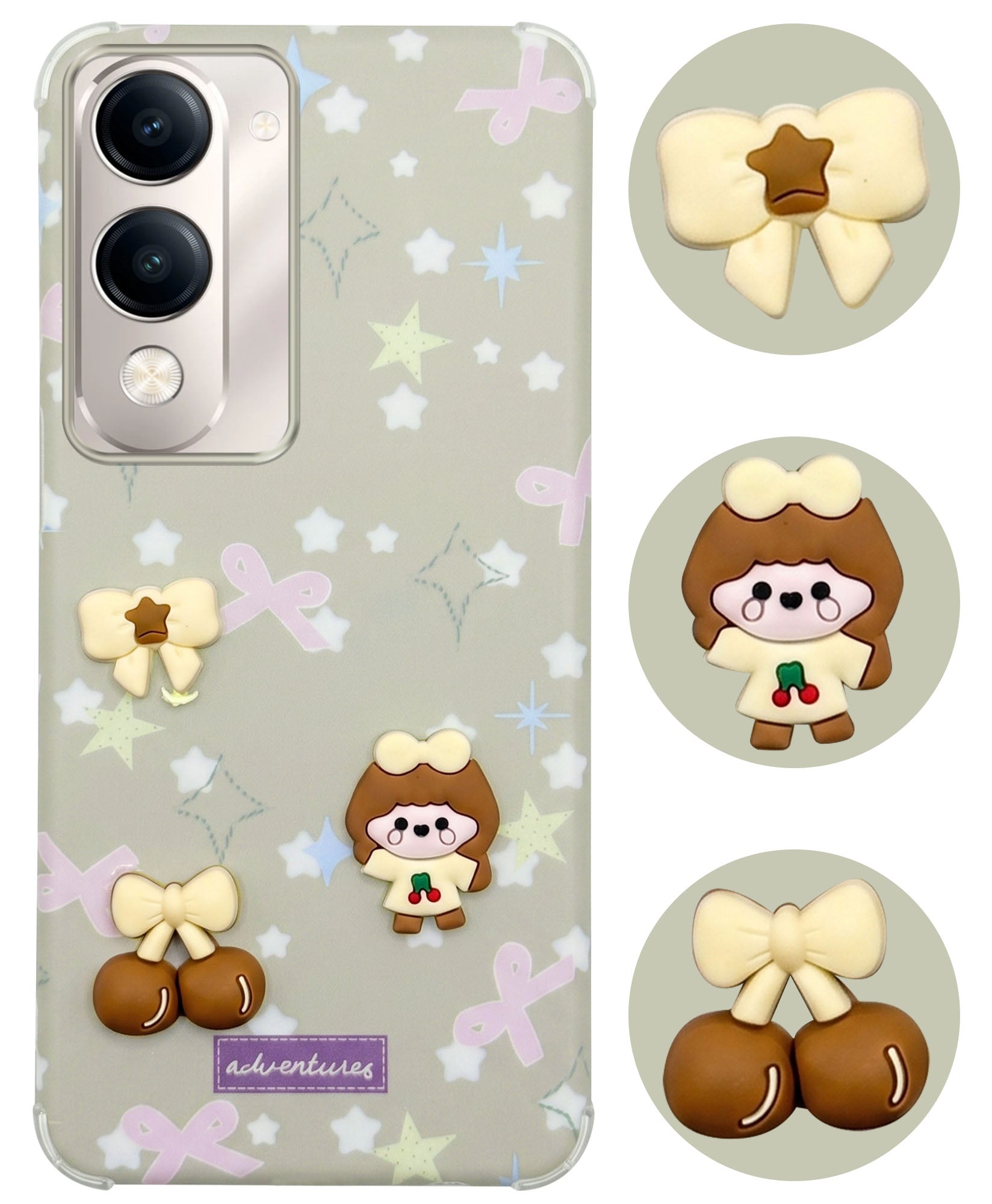 For Vivo Y19 | Vivo Y19e | Vivo T4 Lite Back Cover Case (3D Cute Cartoons | Hard Back Side Soft | Matte Premium Finish | HD Printing)