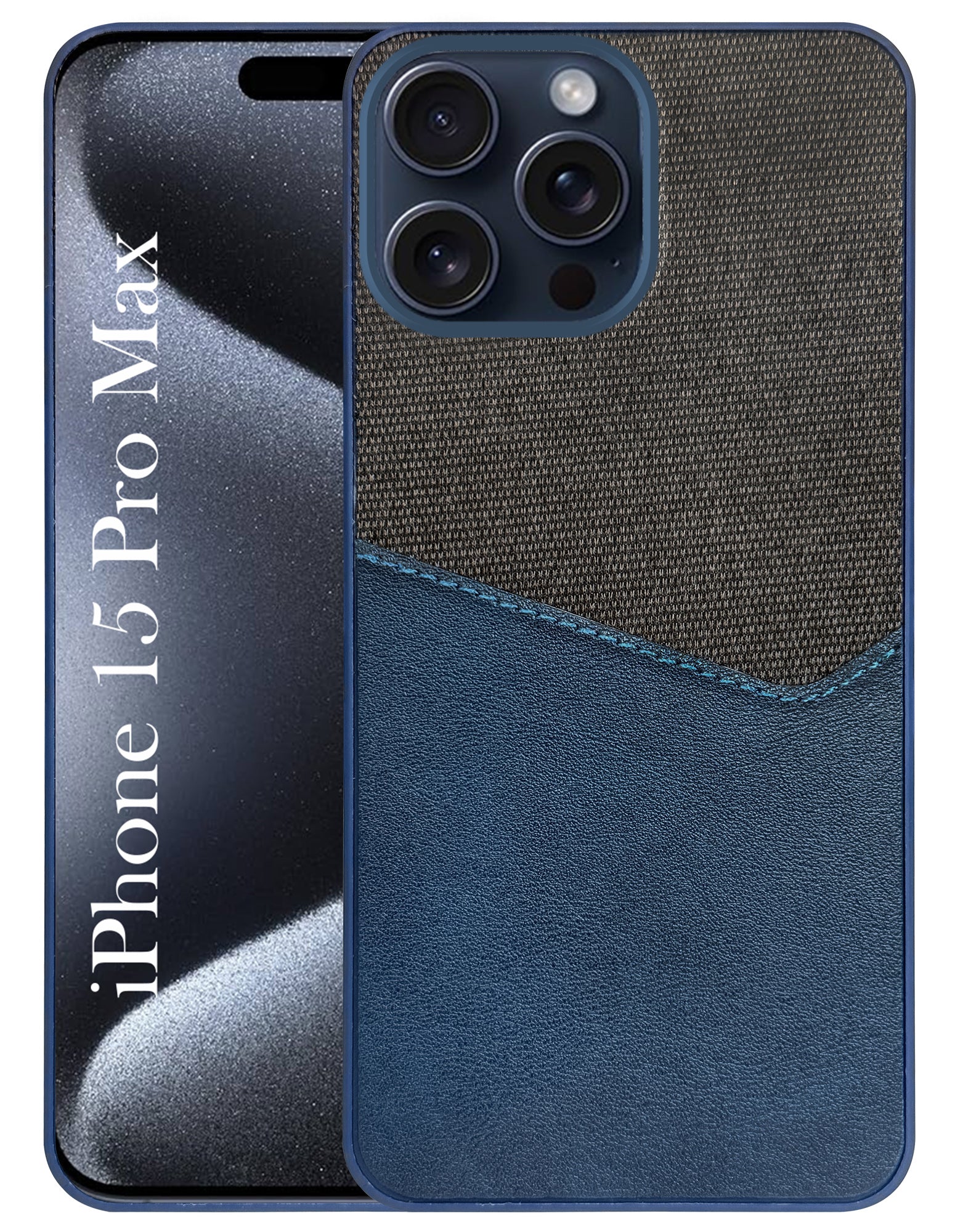 For Apple iPhone 15 Pro Max Back Cover Case (Dual PU Leather Stitch | Professional Minimalist | Soft and Flexible)