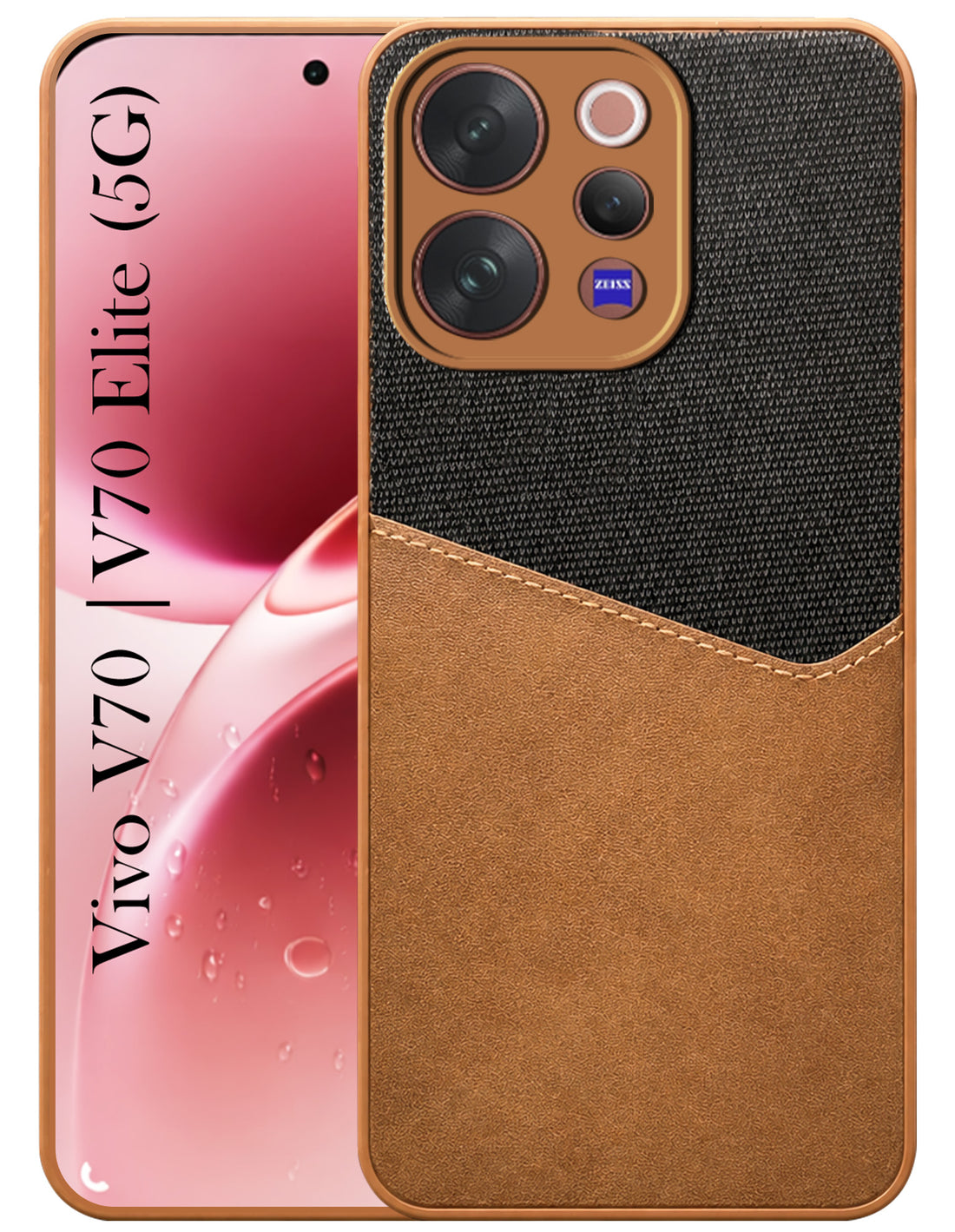 For Vivo V70 | Vivo V70 Elite 5G Back Cover Case (Dual PU Leather Stitch | Professional Minimalist | Soft and Flexible)