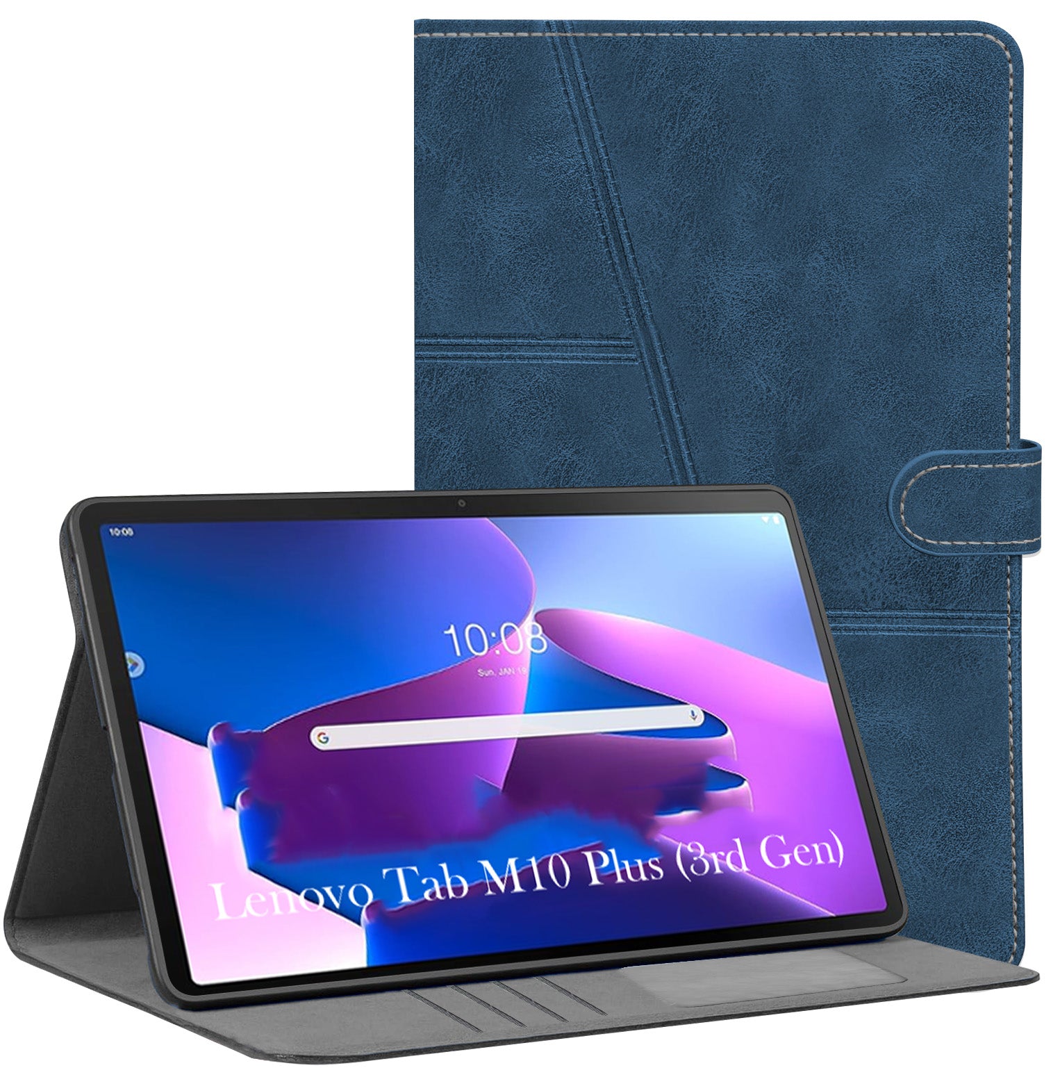 For Flip Cover Folio Case Lenovo Tab M10 Plus (3rd Gen) 12 Inch (PU Leather | Multi-Angle Smart Stand | Card Storage Slots | Silicone Back Pouch)