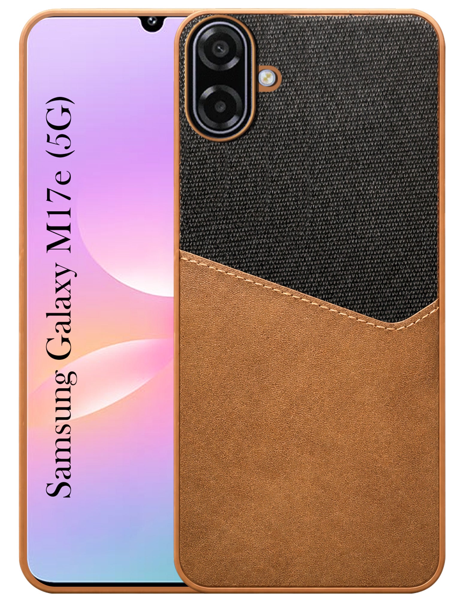 For Samsung Galaxy M17e Back Cover Case (Dual PU Leather Stitch | Professional Minimalist | Soft and Flexible)