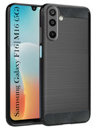For Samsung Galaxy M16 5G | F16 5G Back Cover Case (Hybrid Armor Case | Carbon Fiber Shockproof | Soft and Flexible | Black )