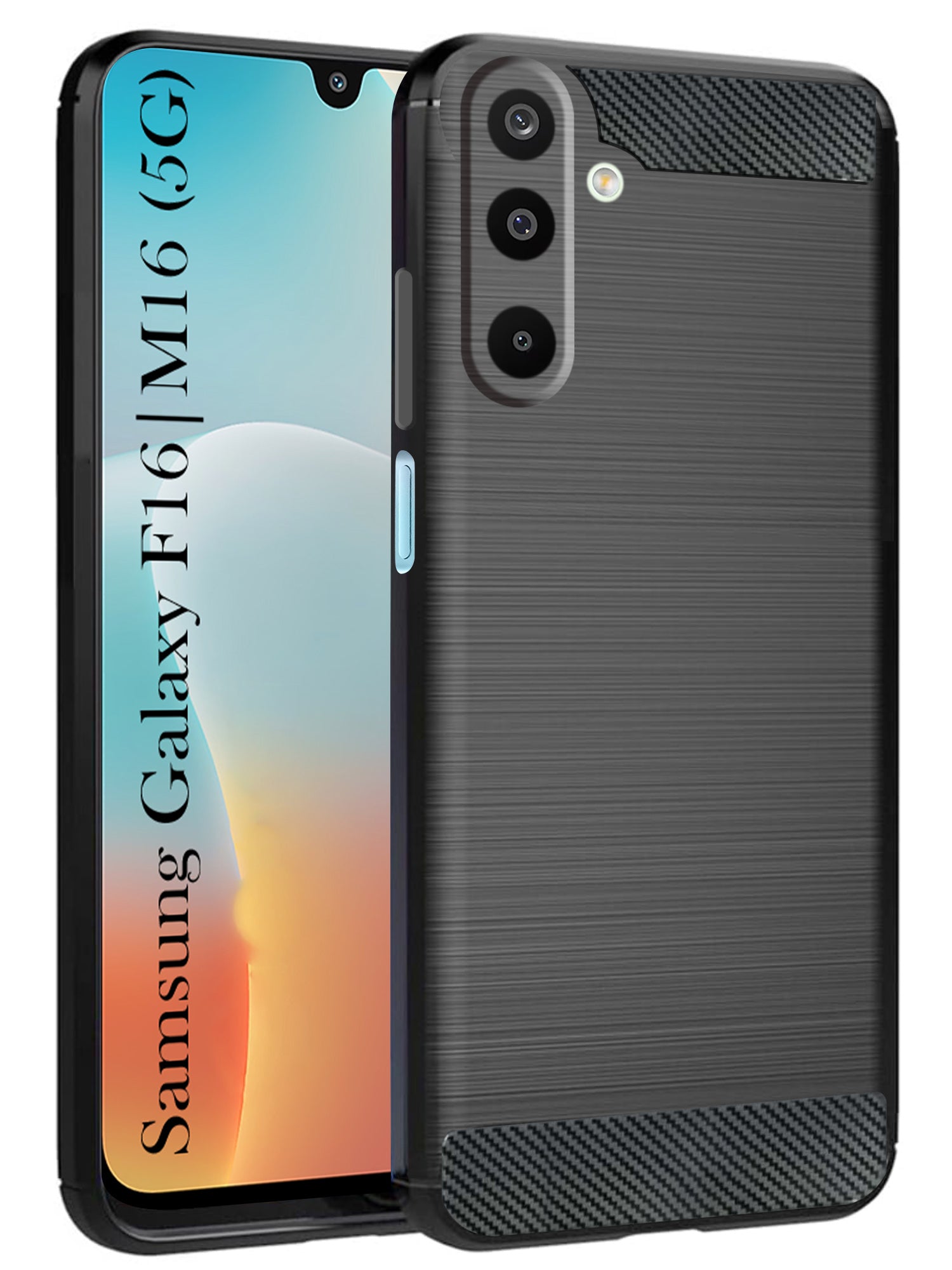 For Samsung Galaxy M16 5G | F16 5G Back Cover Case (Hybrid Armor Case | Carbon Fiber Shockproof | Soft and Flexible | Black )