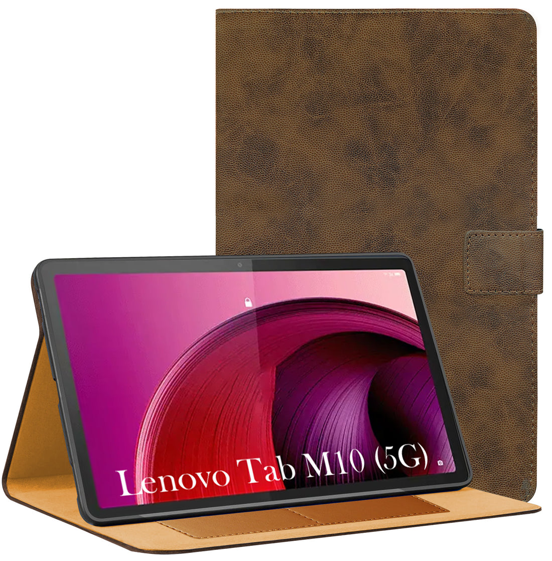For Lenovo Tab M10 5G (X360) 10.61 Inch Flip Cover Folio Cover (PU Leather | Multi-Angle Smart Stand | Card Storage Slots | Silicone Back Pouch)