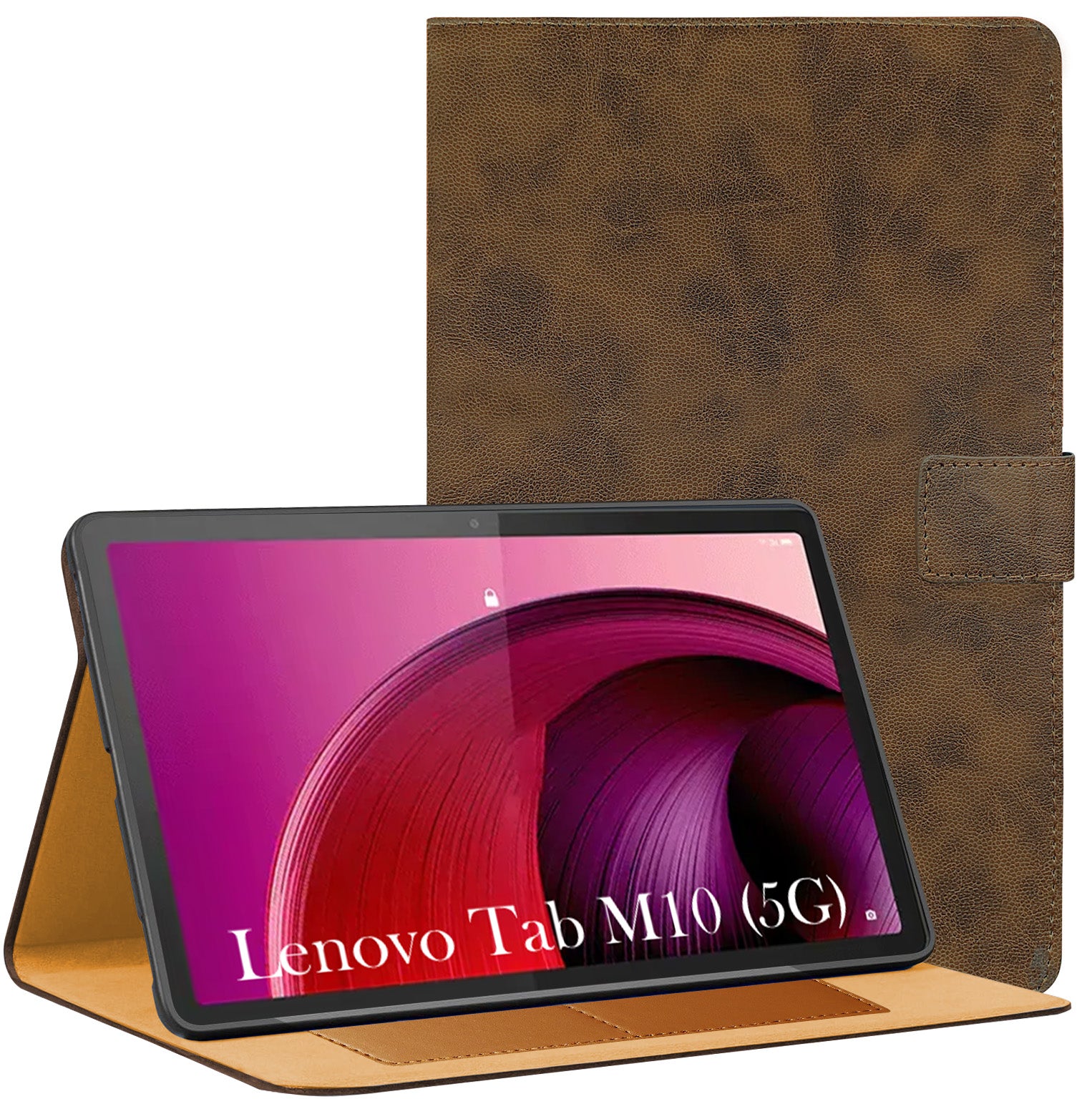 For Lenovo Tab M10 5G (X360) 10.61 Inch Flip Cover Folio Cover (PU Leather | Multi-Angle Smart Stand | Card Storage Slots | Silicone Back Pouch)