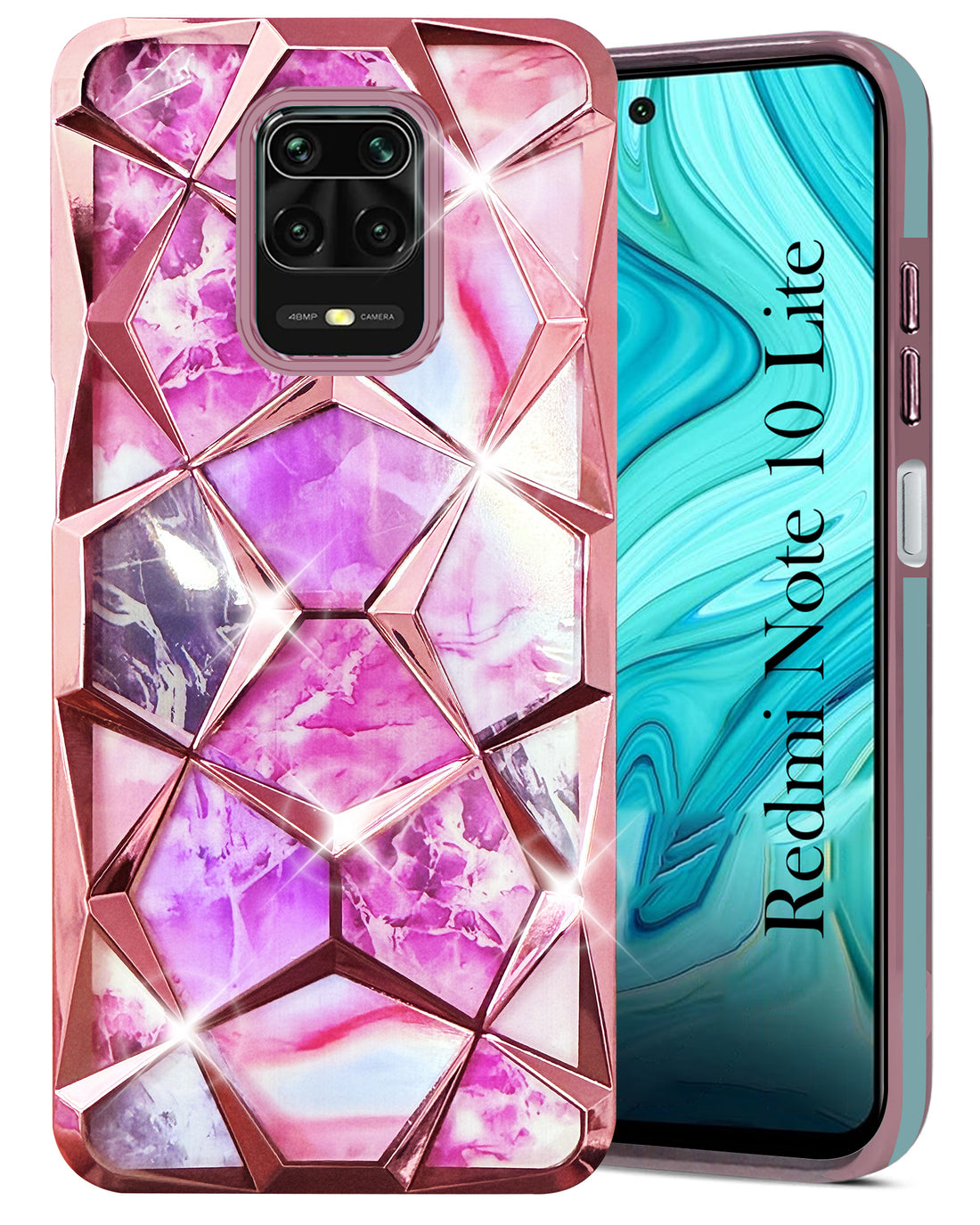 For Redmi Note 10 Lite Back Cover Case (Dual Design Glitter Sparkle and Detachable Diamond Print Case | Soft and Flexible)