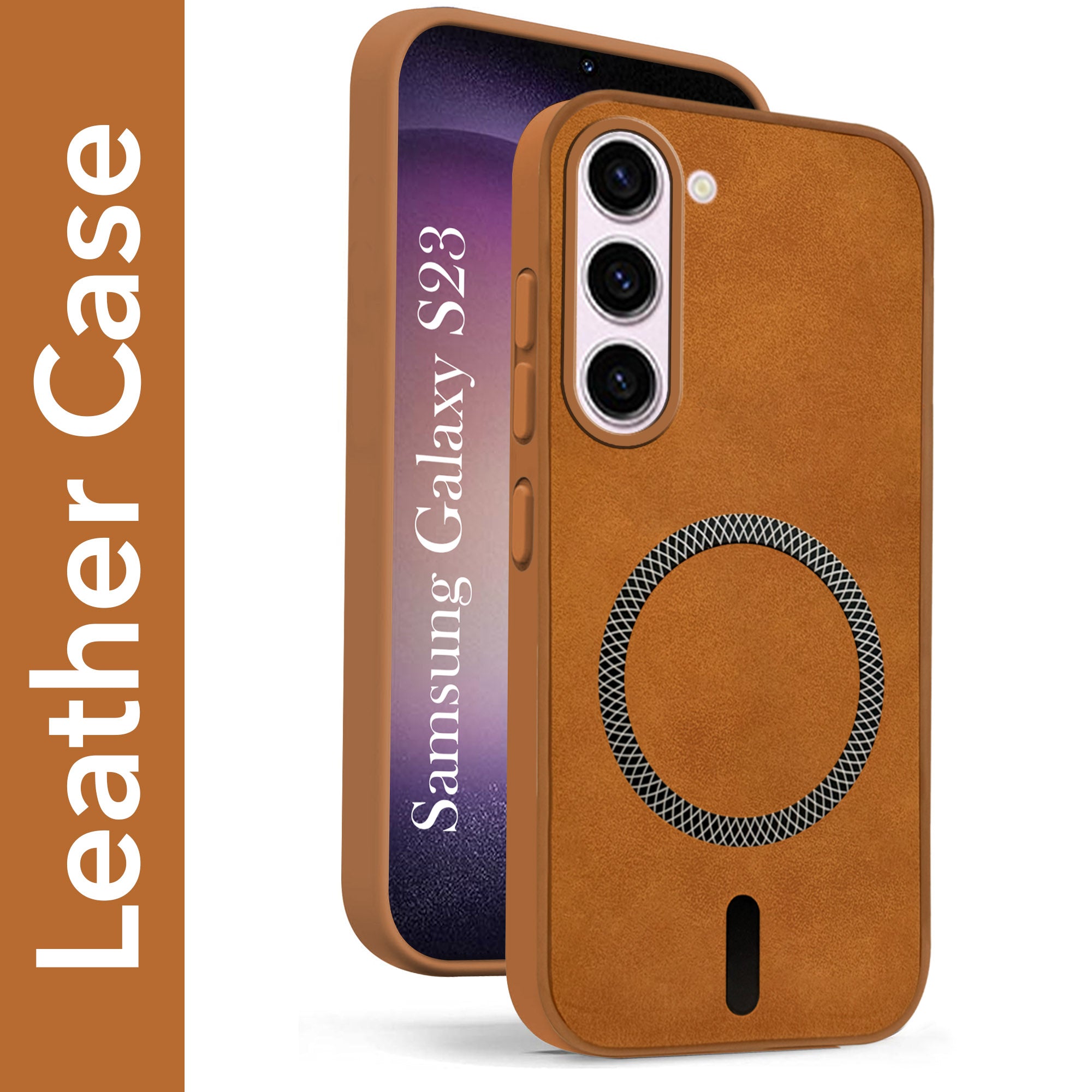 For Samsung Galaxy S23 5G Back Cover Case (Sleek Leather Finish | MagSafe Compatible Wireless Charging | Camera Bump Protection)