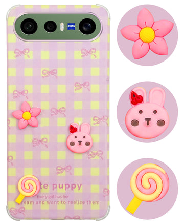 For Vivo X300 FE Back Cover Case (3D Cute Cartoons | Hard Back Side Soft | Matte Premium Finish | HD Printing)