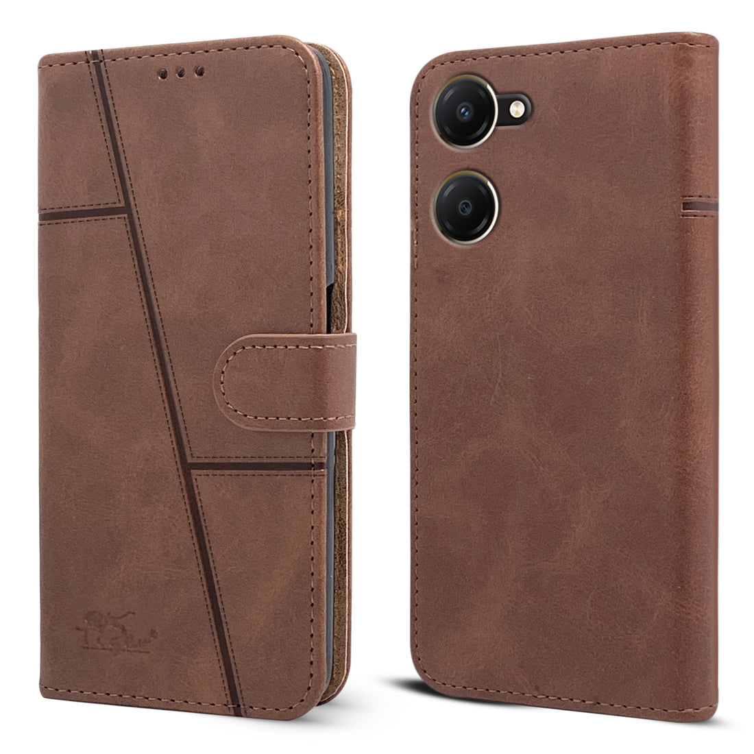 For Vivo iQOO Z9 Lite 5G Flip Cover Case ( Stitched Leather with Magnetic Closure)