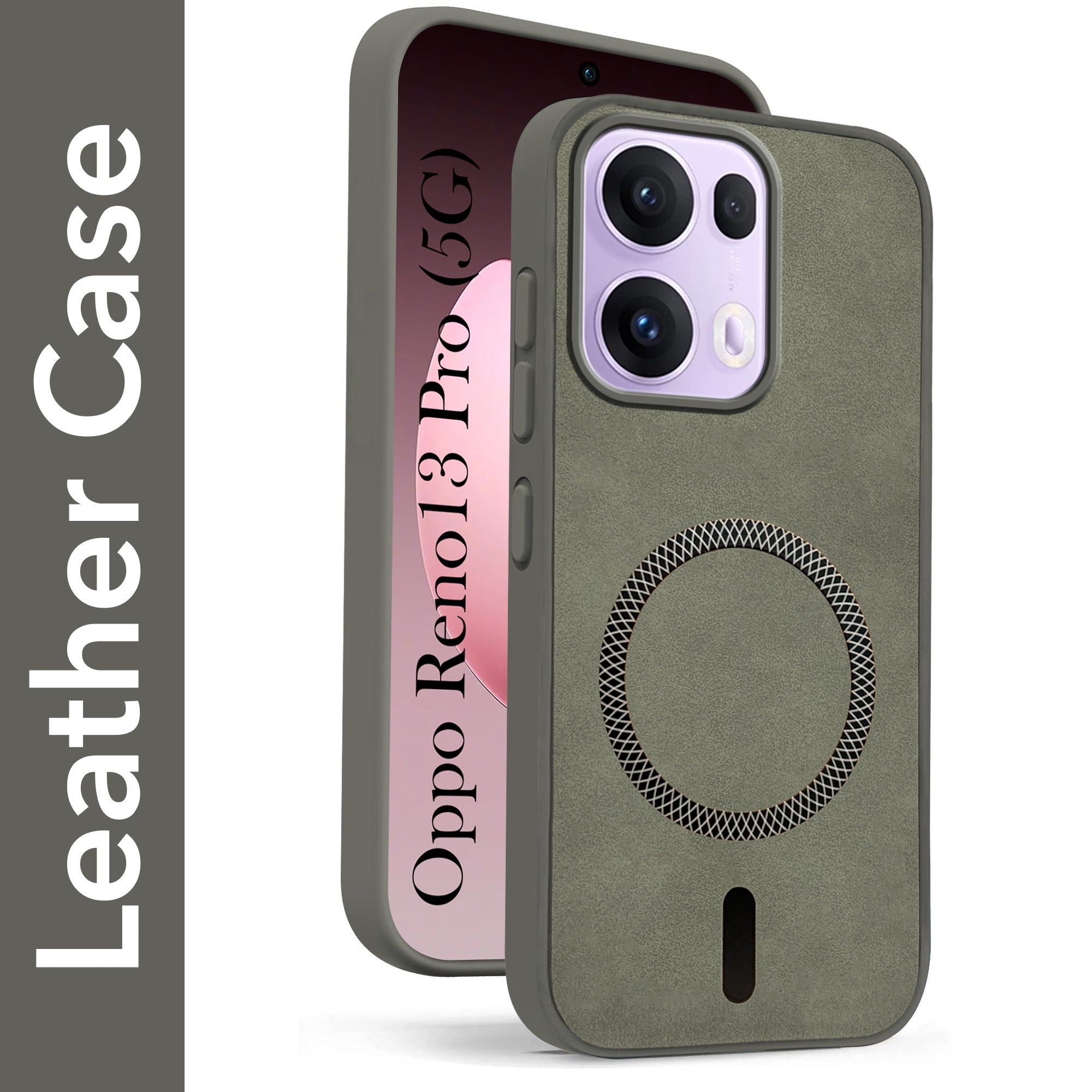 For Oppo Reno13 Pro | Oppo Reno 13 Pro Back Cover Case Leather Finish (MagSafe Compatible Wireless Charging | Soft Touch | Camera Bump Protection)