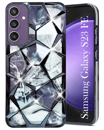 For Samsung Galaxy S23 FE 5G Back Cover Case ( Dual Design Glitter Sparkle and Detachable Diamond Print Case | Soft and Flexible)