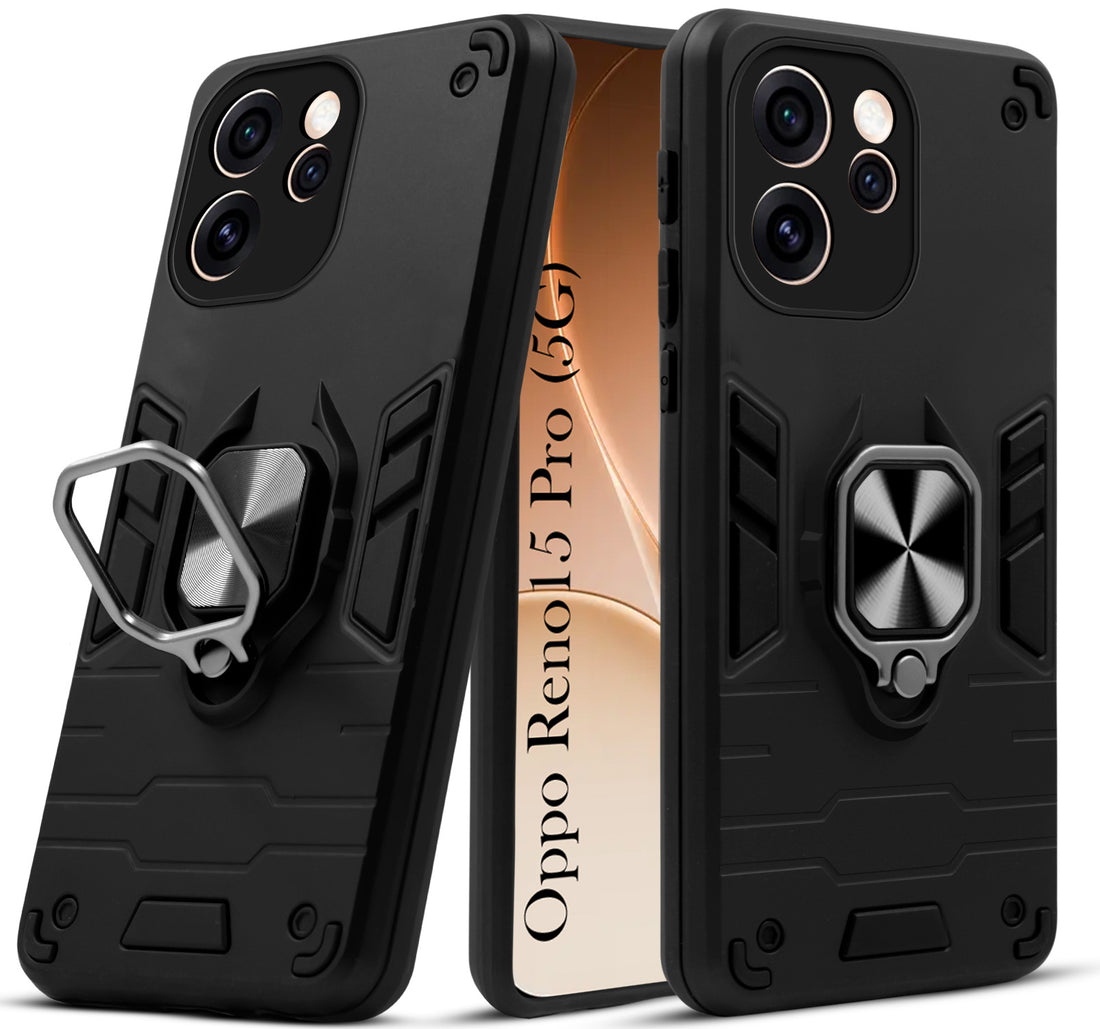 For Oppo Reno15 Pro 5G | Oppo Reno 15 Pro 5G Back Cover Case Hybrid Armor (Shockproof Dual Layer Polycarbonate |Ring Holder Kickstand)